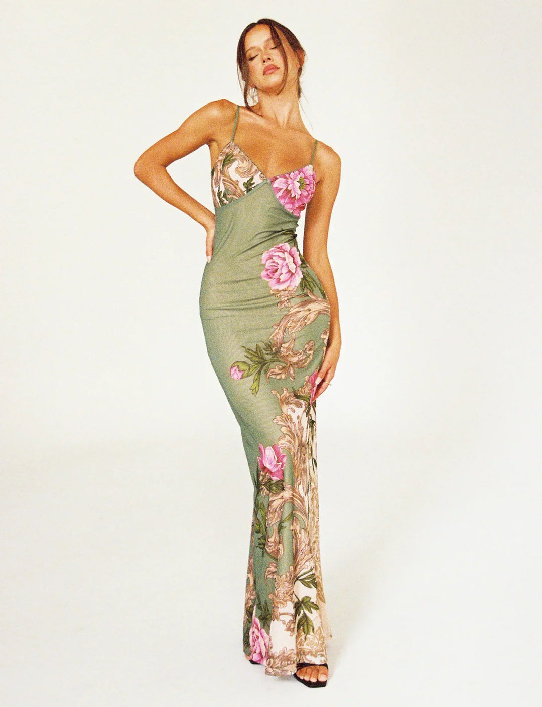 Drune | Blumen Grüne Spitzenkleid
