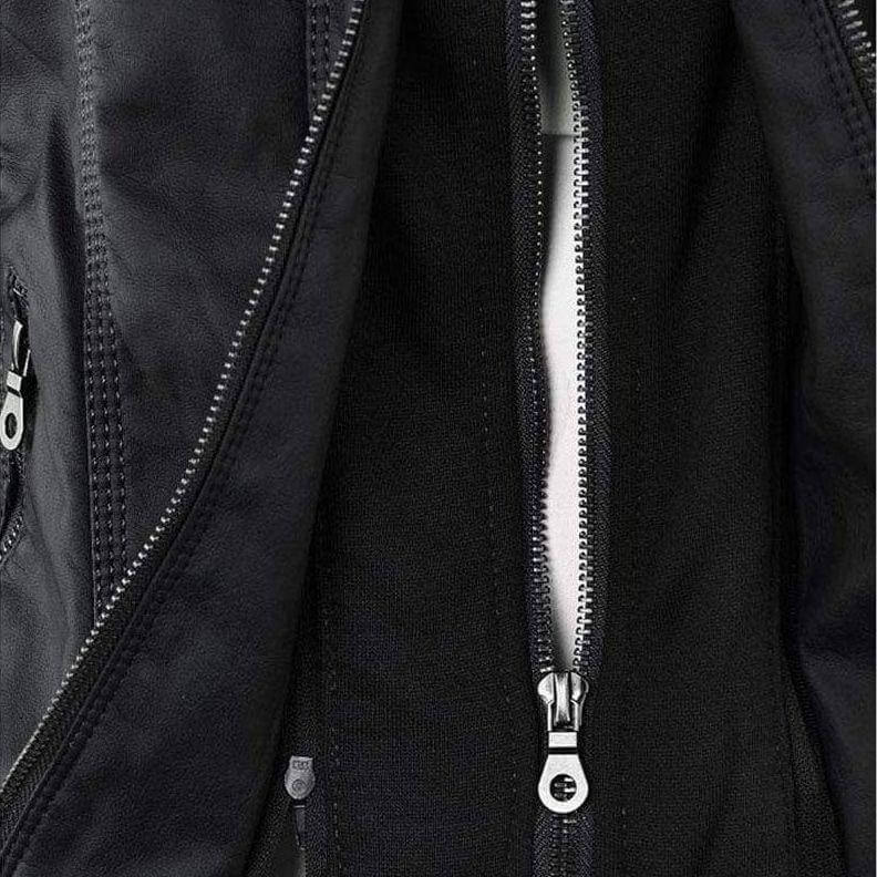 Drune | Damen Slim Fit PU-Leder Zip-Up Hoodie