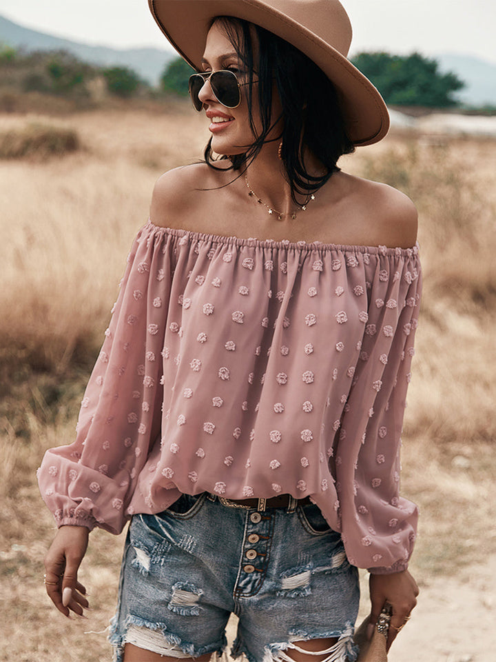 Drune | Off Shoulder Laterne Langärmeliges Rüschentop