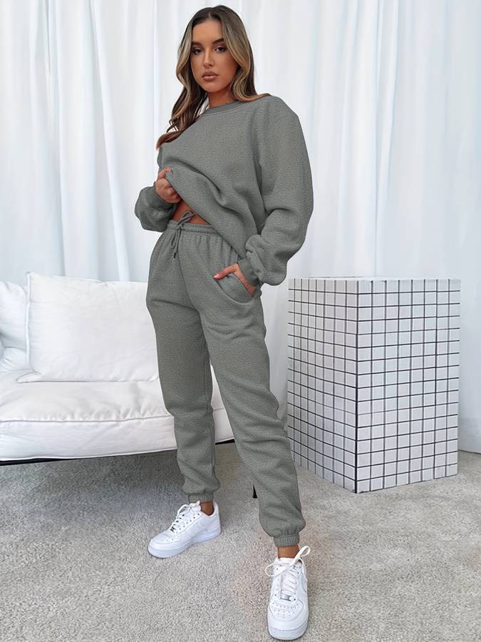 Drune | Damen-Sweat-Set - Oversized Pullover & Jogginghose in Pink für Lounge & Streetstyle