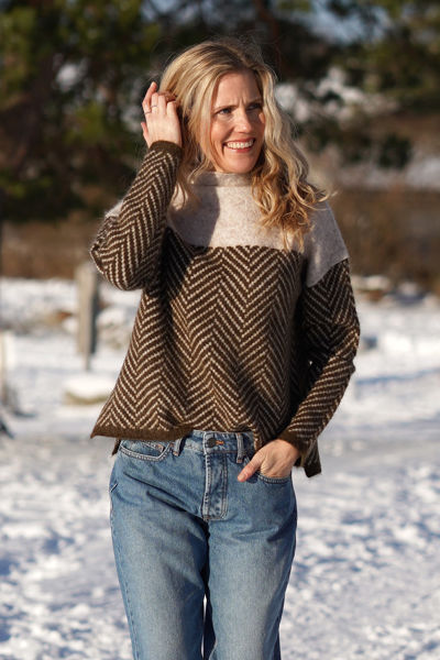 Drune | Damen Rollkragenpullover mit Zweifarbdesign