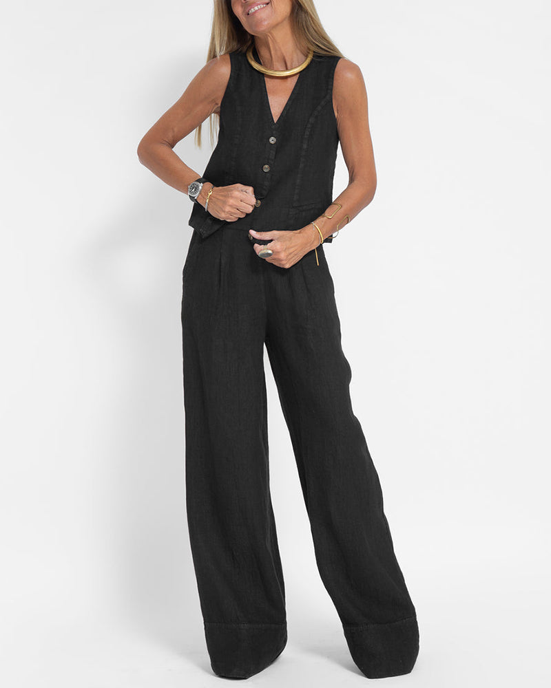 Drune | Damen Elegantes 2-teiliges Leinenset