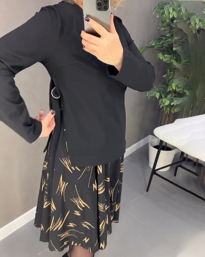 Drune | Printkleid mit Lockerem Schnitt und Rundhalsausschnitt
