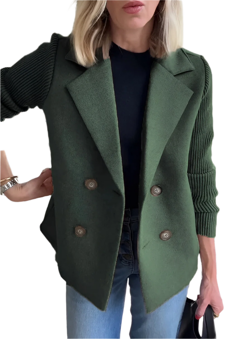 Drune | Damen Blazer aus veganer Wolle mit gestrickten Ärmeln