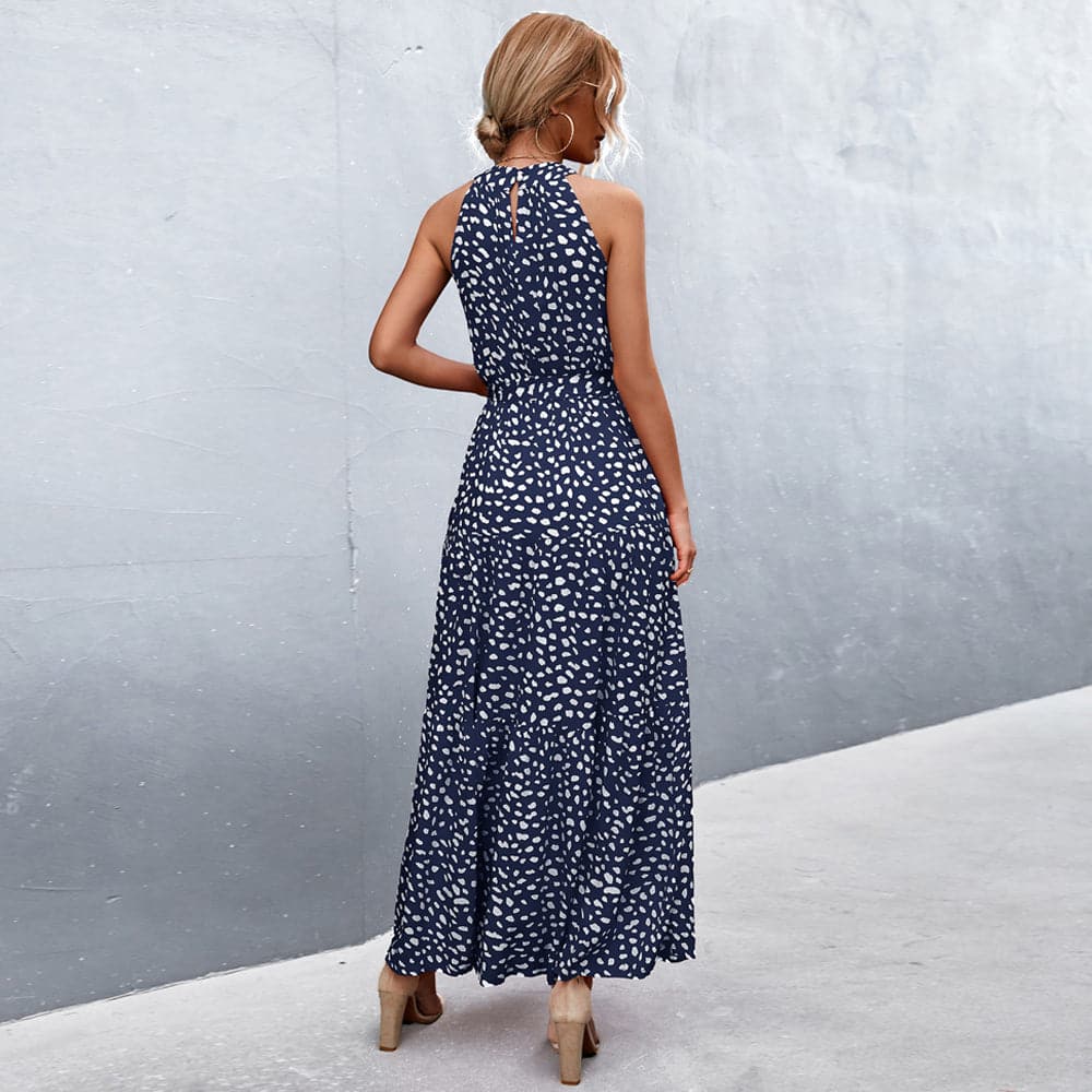 Drune | Maxi Kleid Ärmellos Neckholder Bindegürtel Taille Leicht und Luftig