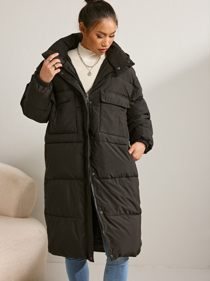 Drune | Halblange Fleece Winterjacke mit Kapuze für Frauen - Perfekt für Wintertage