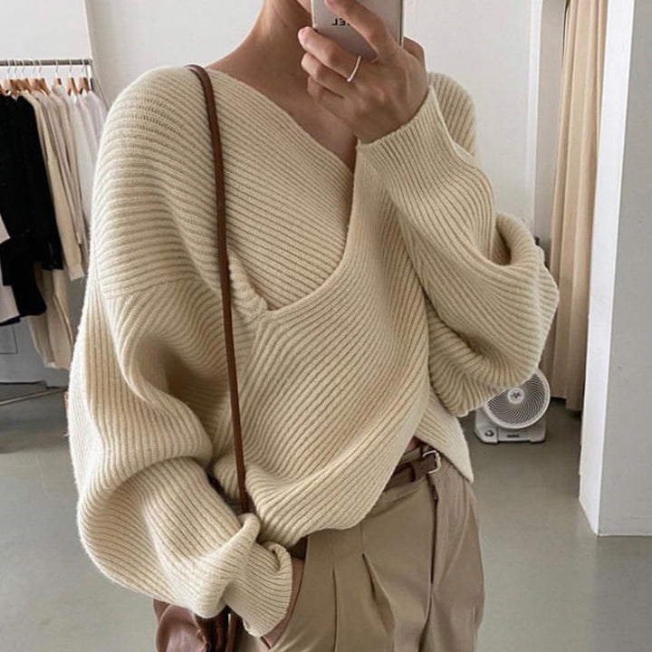 Drune | Rippstrick-cross-over-pullover Weich und Elegant Moderne Passform