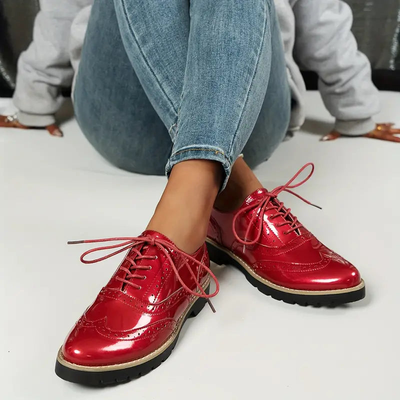 Drune | Lackschuhe Im Oxford-Stil mit Klobiger Sohle für Damen
