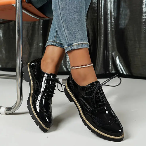 Drune | Lackschuhe Im Oxford-Stil mit Klobiger Sohle für Damen