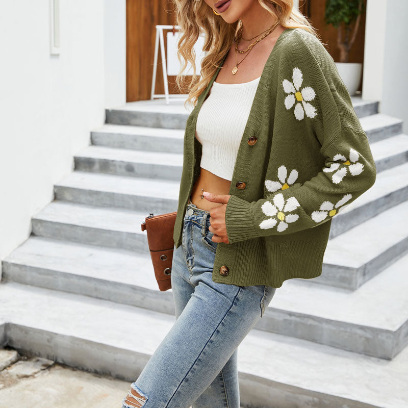Drune | Strickjacke Mit Zartem Blumenmuster Design