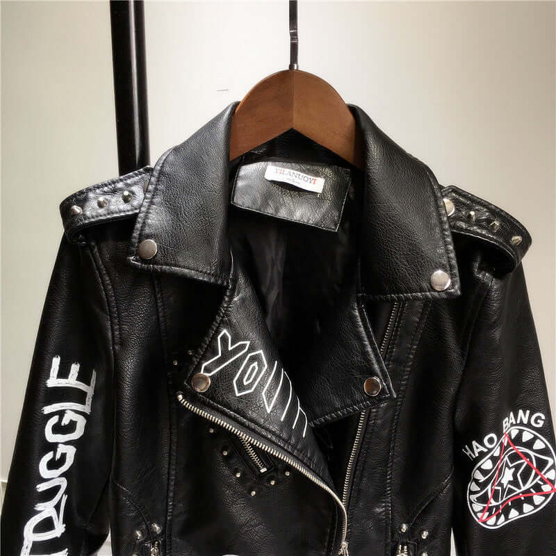 Drune | Damen PU-Jacke mit Nieten-Detail