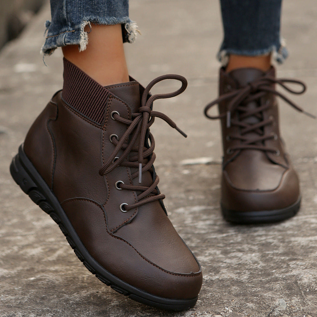 Drune | Damen Schnürstiefel - robuste Stiefeletten mit elastischem Bund und rutschfester Sohle