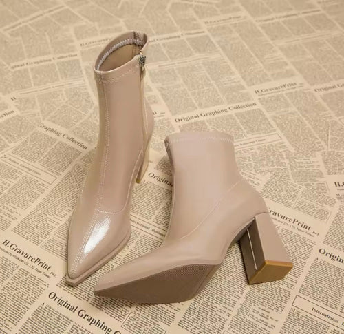 Drune | Lackleder Stiefeletten Mit Blockabsatz