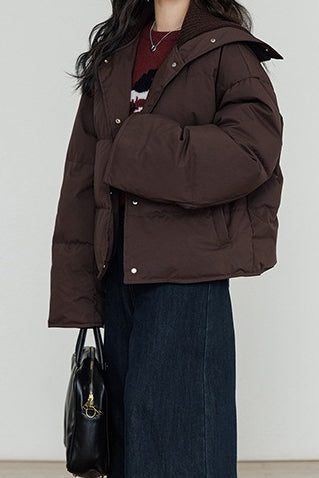 Drune | Kragen Weißer Entendaunen-Pufferjacke