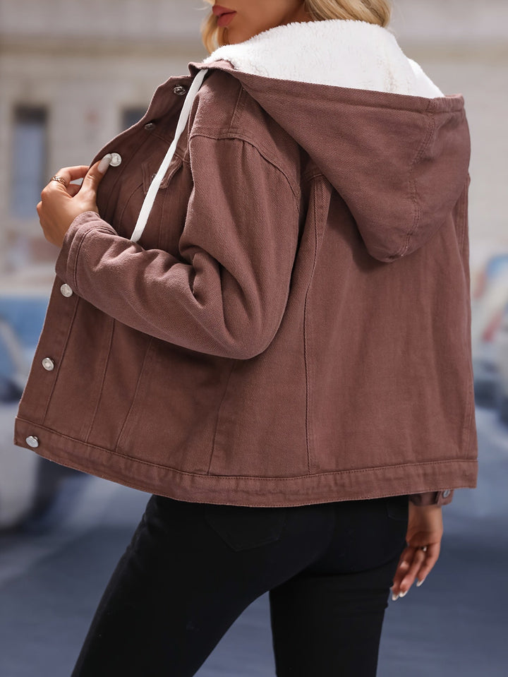 Drune | Elegante braune Fleece-Hoodie-Jacke