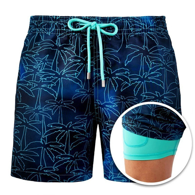 Drune | Bedruckte Herren Badeshorts Mit Doppelter Schicht Für Den Sommer