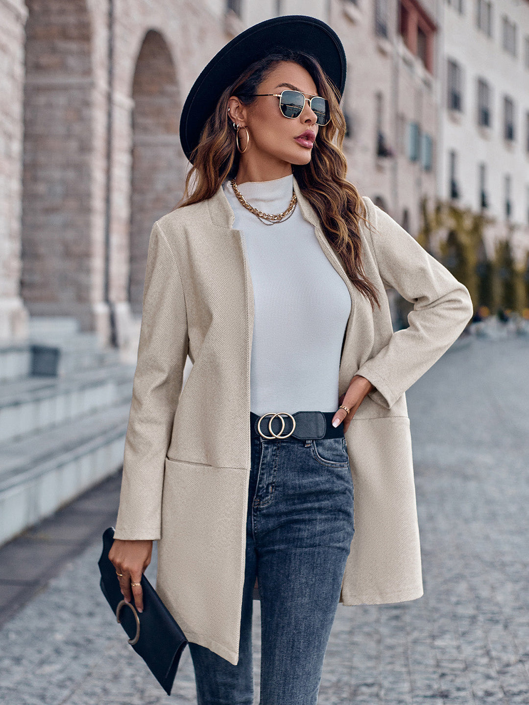 Drune | Offene Vorderseite Langarm Blazer