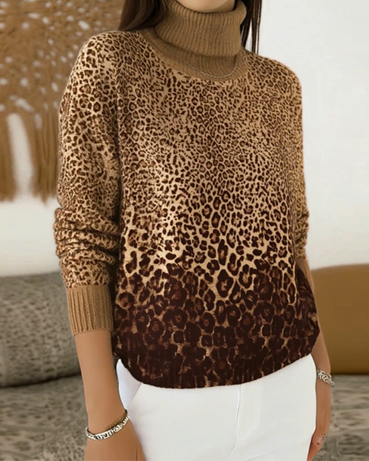 Drune | Leopardenprint Lässig Stehkragen