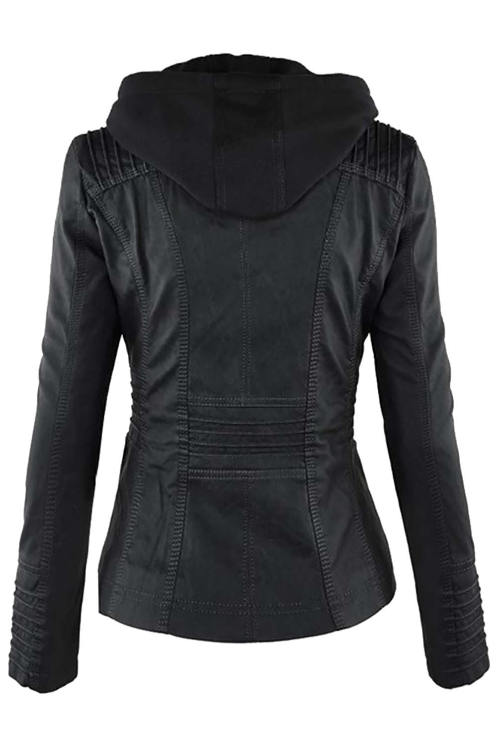 Drune | Damen Kunstleder Kapuzenjacke Mit Reißverschluss