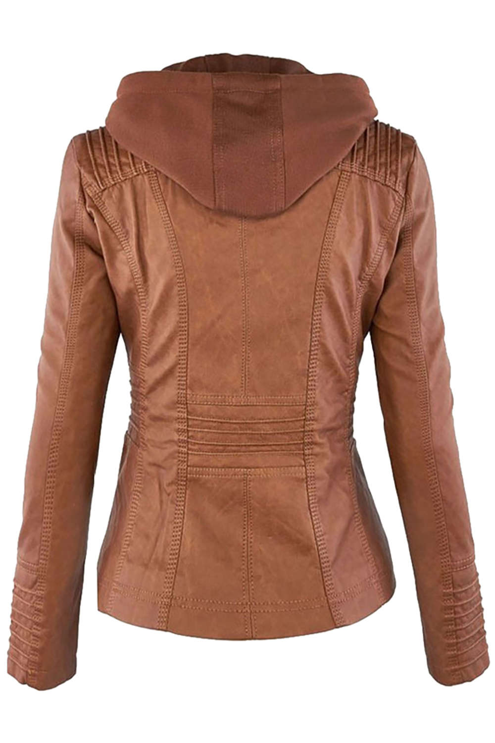 Drune | Damen Kunstleder Kapuzenjacke Mit Reißverschluss