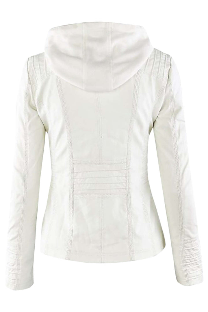 Drune | Damen Kunstleder Kapuzenjacke Mit Reißverschluss