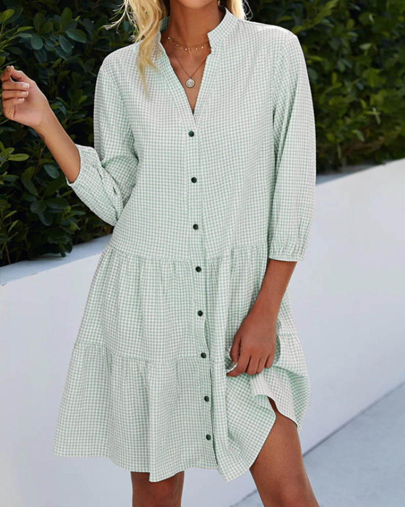 Drune | Kariertes Kleid Mit Stehkragen