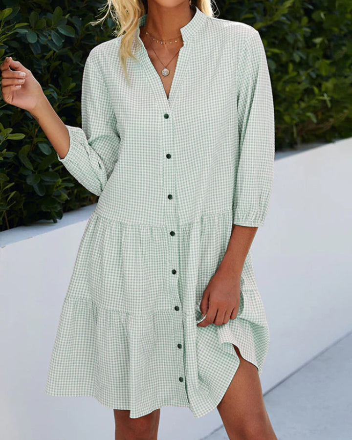 Drune | Kariertes Kleid Mit Stehkragen