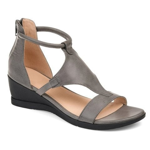 Drune - Lässige Sandalen mit Keilabsatz und Fesselriemchen | Offene Sommersandalen mit Keilabsatz