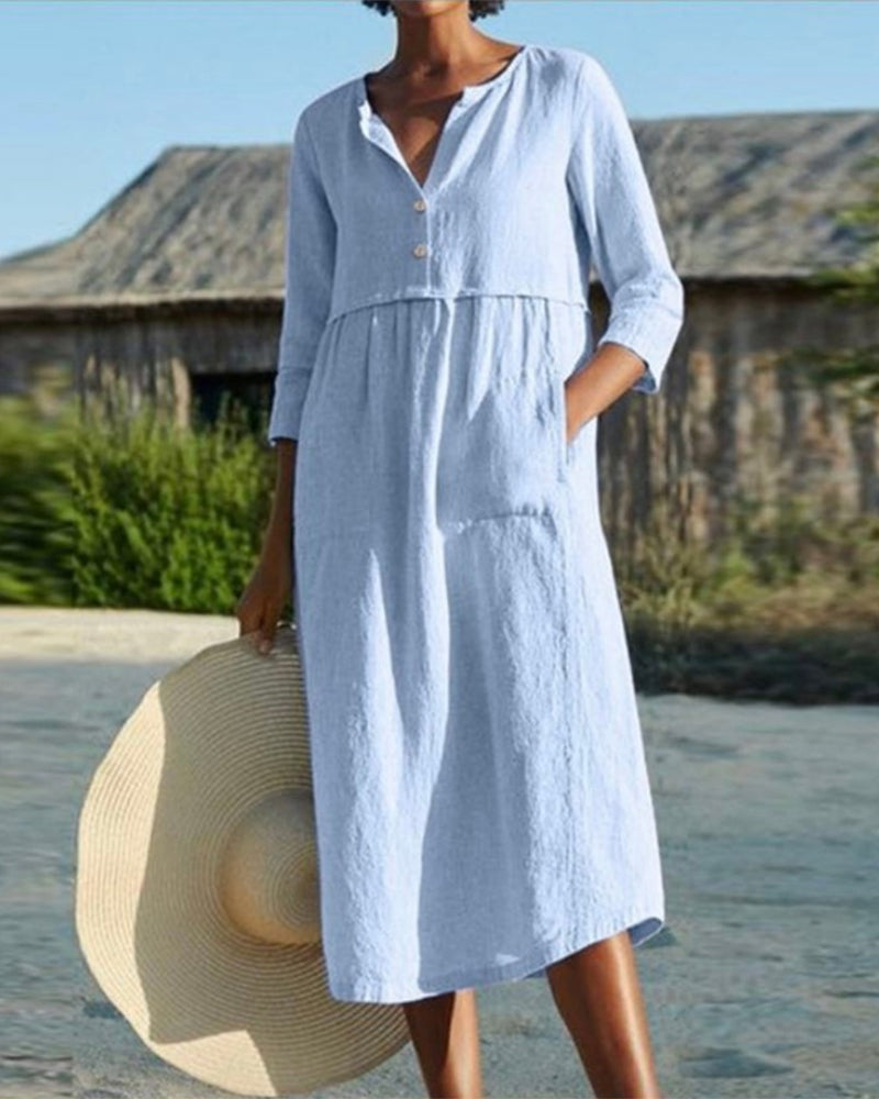 Drune | Sommer Midikleid mit Knöpfen Adela