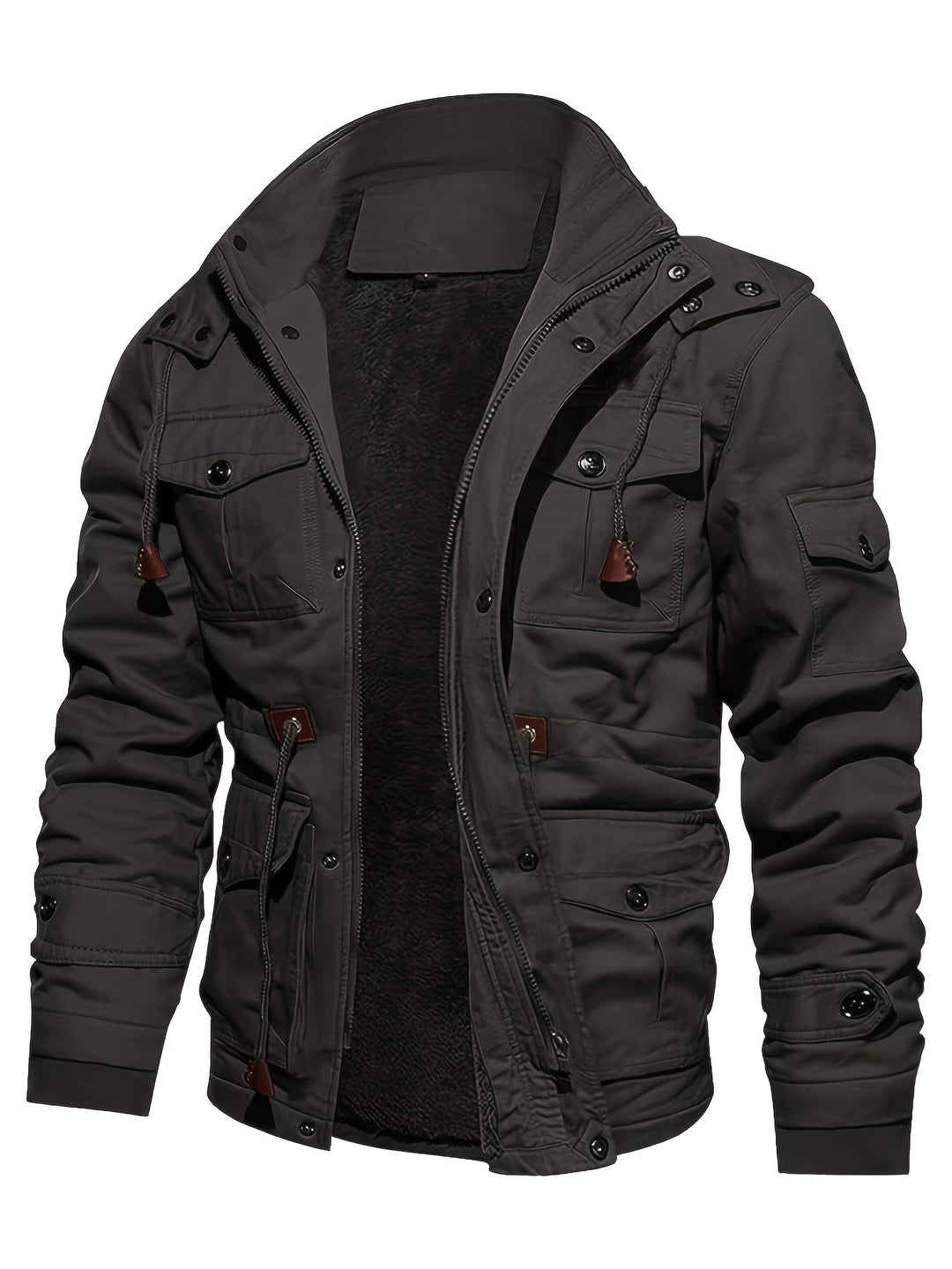 Drune | Warme Fleece Kapuzen-Cargo-Outdoorjacke Für Herren - Perfekt für Outdoor-Aktivitäten