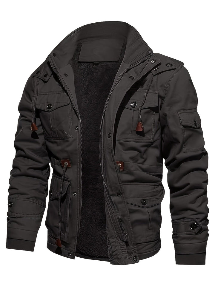 Drune | Warme Fleece Kapuzen-Cargo-Outdoorjacke Für Herren - Perfekt für Outdoor-Aktivitäten