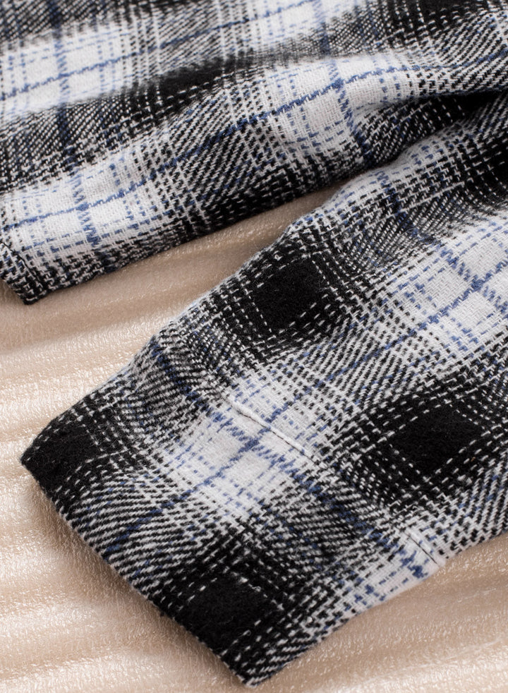 Drune | Karierte Farbblock Gefallen Schulter Corduroy Shacket