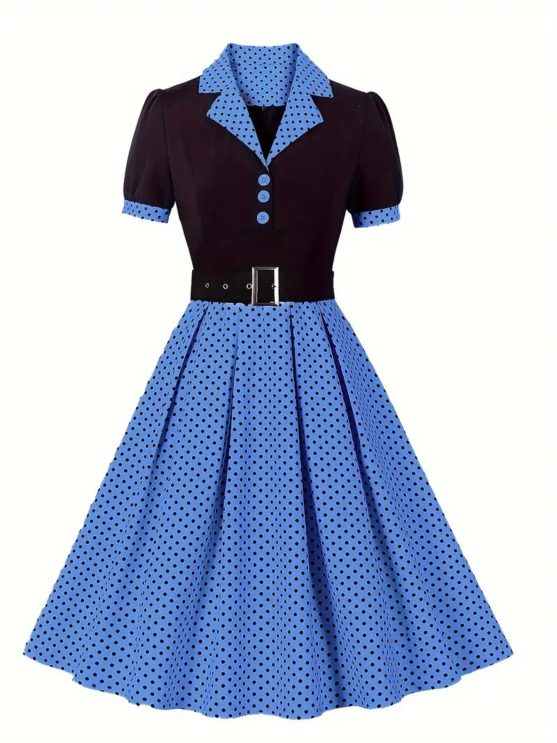 Drune | Stilvolle Herbst Vintage Kleid mit Polka Dots für Frauen