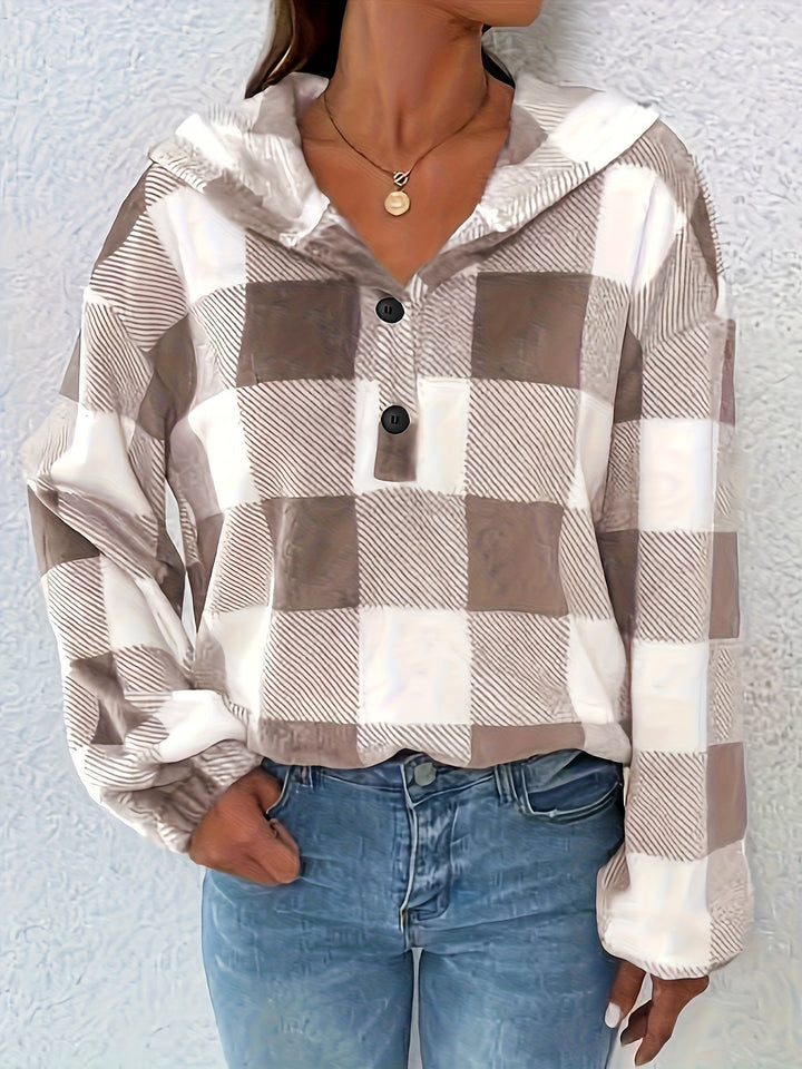 Drune | Flannel Karierter Hoodie Baumwolle und Polyester Trendig und Komfortabel