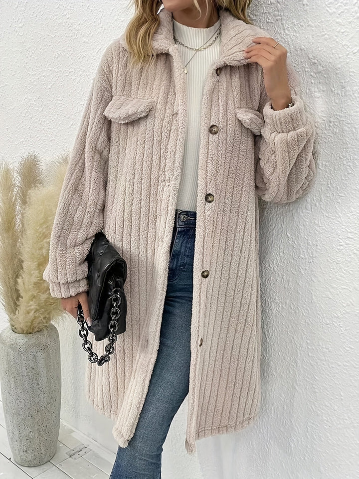 Drune | Lange, Weiche Samtjacke mit Knöpfen Polyester Warm und Bequem