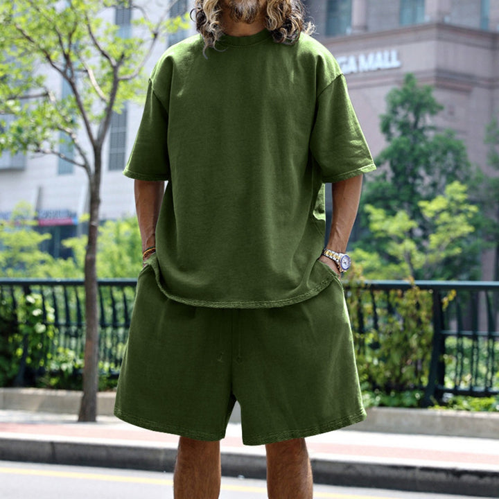 Drune | Lockeres T-Shirt Shorts einfarbiges Set