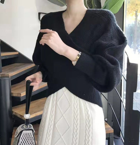 Drune | Rippstrick-cross-over-pullover Weich und Elegant Moderne Passform