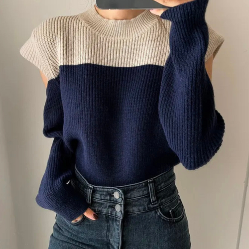 Drune | Two-tone knit sweater with cut-out sleeves