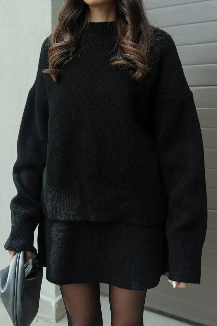 Drune | Strick Zweiteiler - Überdimensional Pullover & Minirock - Herbst Outfit