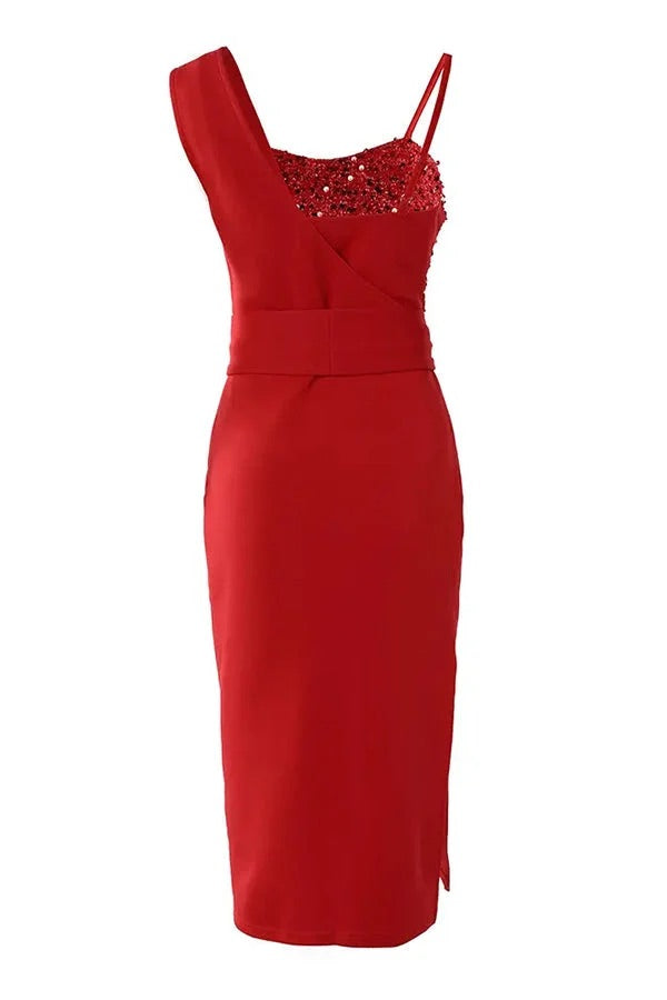 Drune | Tampa Nights Pailletten Patch Schlitz Partykleid