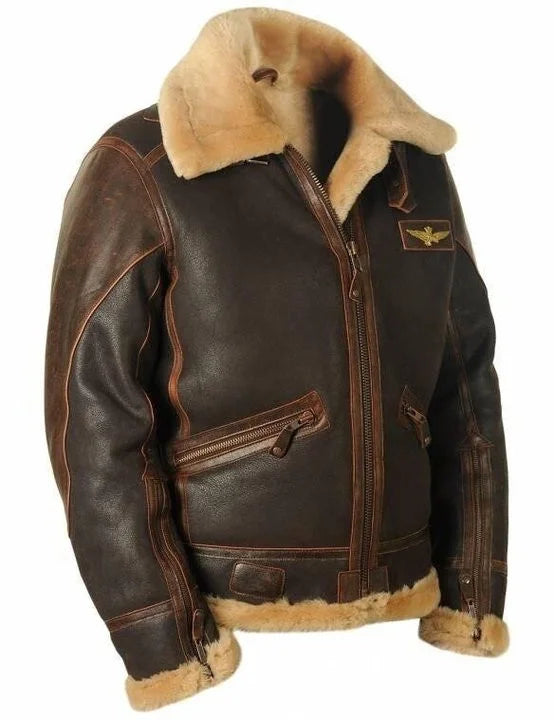 Drune | Vintage Charme: Schafsfell Pilotenjacke