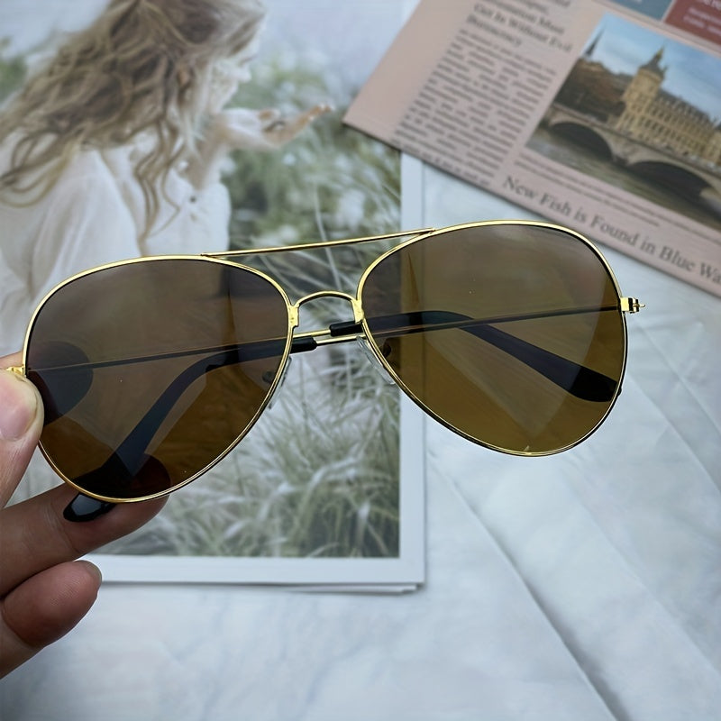 Drune | Klassische Aviator-Sonnenbrille mit Goldenem Rahmen für Damen