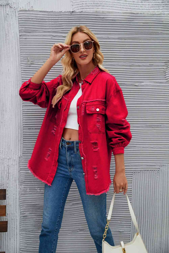 Drune | Zerrissene Rohsaum-Denimjacke