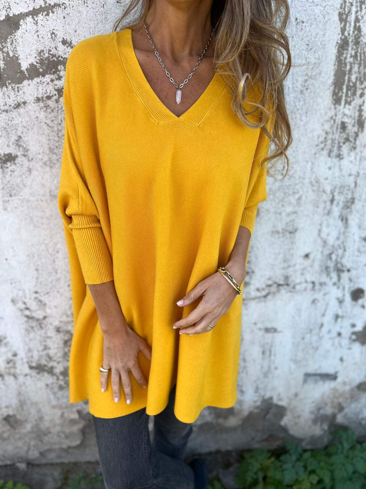 Drune | Pullover - Damen Herbst Oversized Gestrickter V-Ausschnitt Pullover