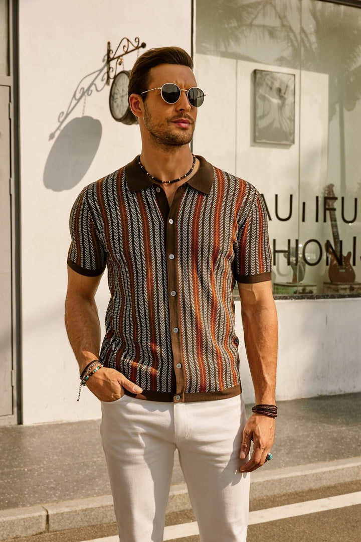 Drune | Retro 70S Gestreiftes Vintage Hemd