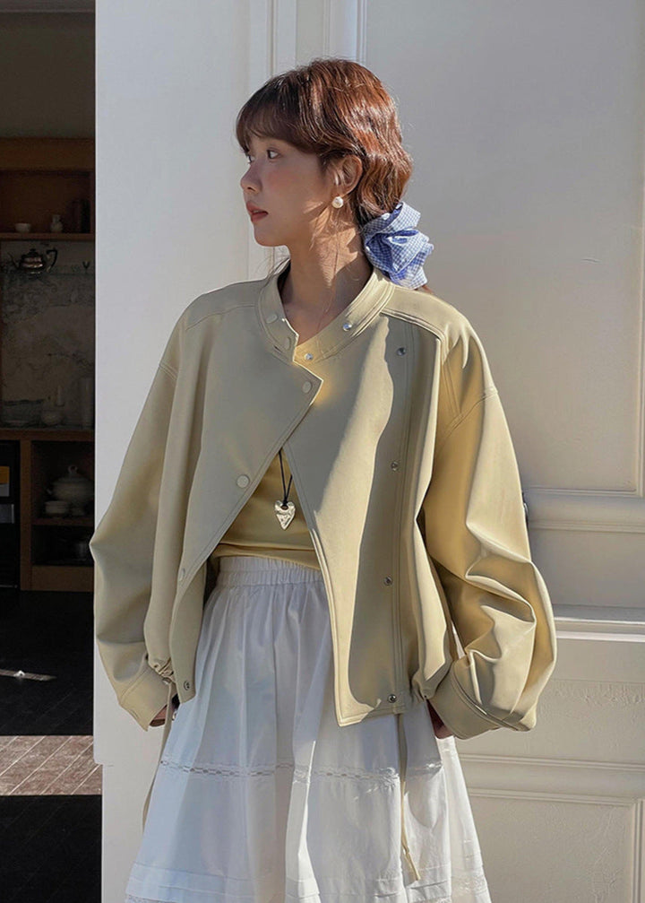 Drune | Kürzere vegane Leder-Snap-Jacke