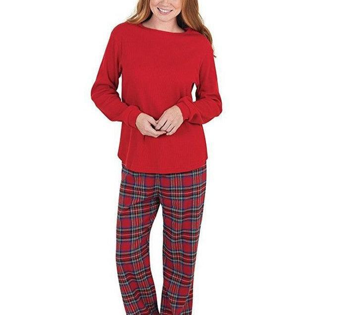 Drune | Stilvolle Winter Familie Karo Rot Weihnachts-Pyjama Set für Unisex
