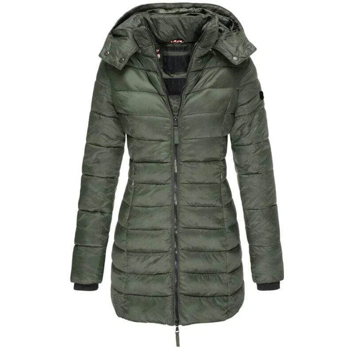 Drune | Damen Lange Winter Pufferjacke mit Kapuze