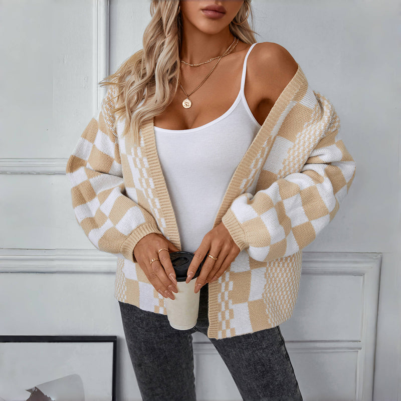 Drune | Karierter Strick Strickjacke