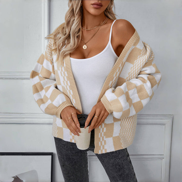 Drune | Karierter Strick Strickjacke